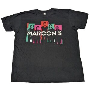 MAROON 5 NORTH AMERICAN TOUR 2013 Men 2XL Black Combed Cotton T-Shirt Made USA‎